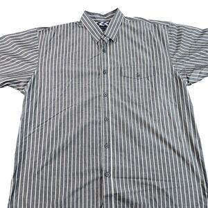 Arturo Calle Shirt Mens 2XL Gray Stripe Short Sleeve Button Front Casual Cotton